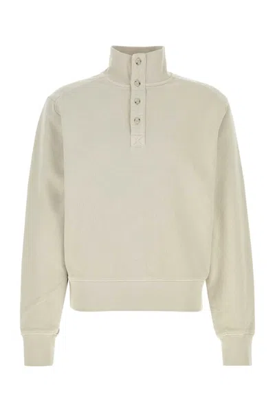 Entire Studios Cotton Sweatshirt High Collar Ribbed Trims In Neutral