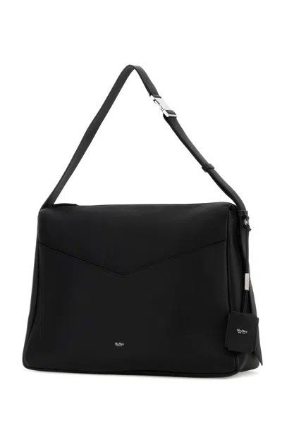 Max Mara Leather Kipperl Laptop Shoulder Bag Adjustable In Black