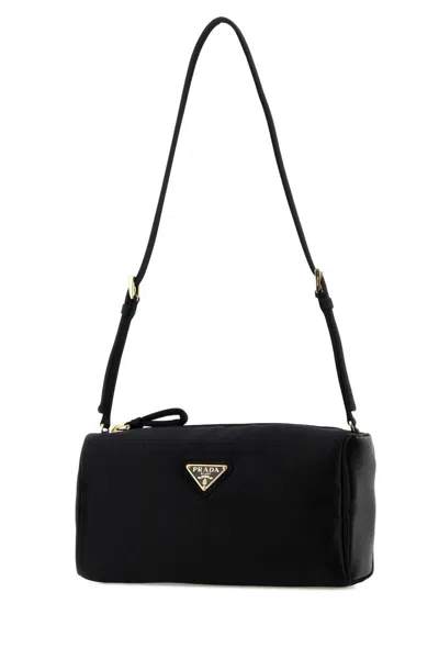 Prada Mini Pebbled Calfskin Shoulder Handbag In Black