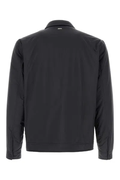 Herno Midnight Blue Polyester Jacket In Black