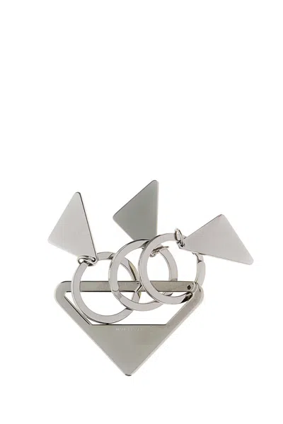 Prada Silver Metal Keyring In Silver