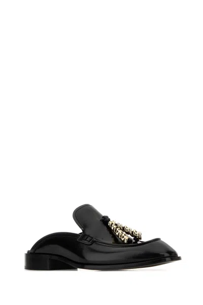 Loewe Black Leather Edge Slippers In Black