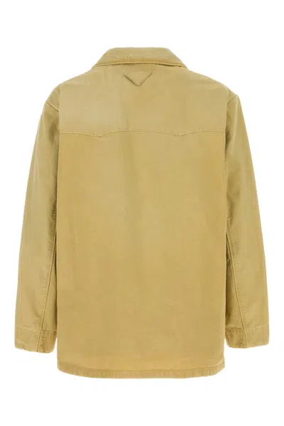 Prada Cotton Jacket Collared Design Four Pockets In Brown