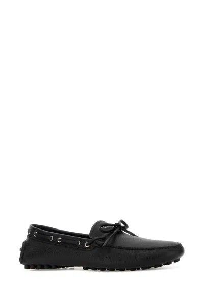 Prada Deer Leather Loafers For Men In Black