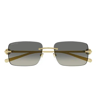 Gucci Rectangle-frame Gradient Sunglasses In Gold