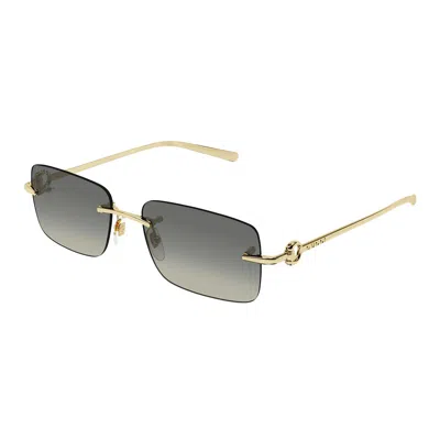 Gucci Rectangle-frame Gradient Sunglasses In Gold