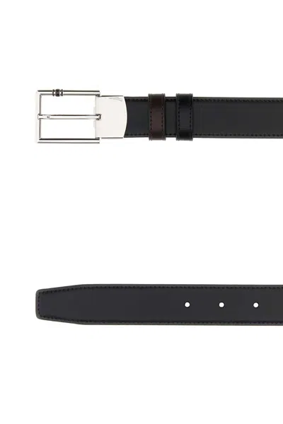 Montblanc Black Leather Reversible Belt In Black