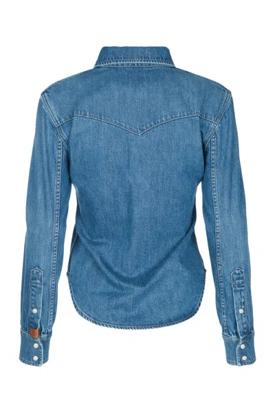 Jacob Cohen Denim Regular Solid Shirt In Blue