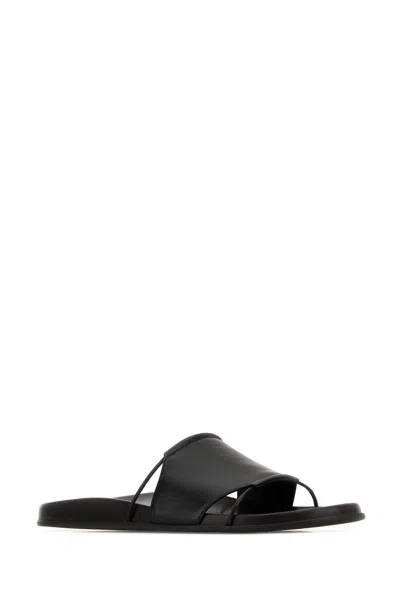 The Row Vivienne Leather Slippers Open Toe Flat Sole In Multi