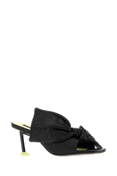 Givenchy Bow-tied Leather Mule Sandal In Black