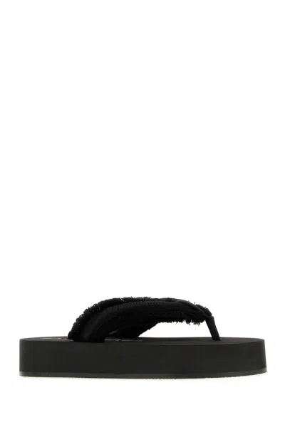 Balenciaga Fringed Strap Logo Embroidered Sandals For Women In Black