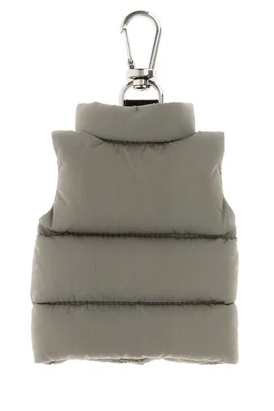 Moncler Grey Fabric Key Ring In Grey