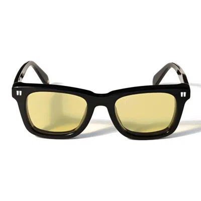 Off-white Shiny Black Acetate Sunglasses In Yellow