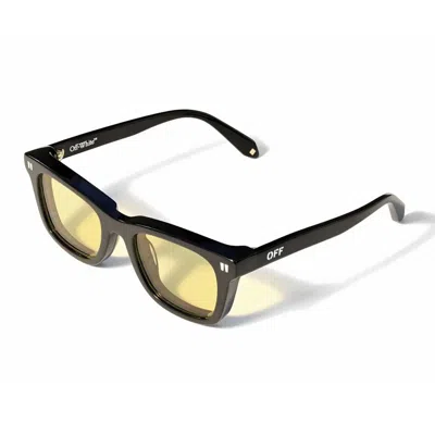 Off-white Shiny Black Acetate Sunglasses In Yellow