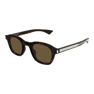 Saint Laurent Round-frame Sunglasses In Brown