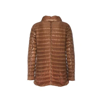Herno Neutrals Shiny Quilted Three-quarter Down Jacket In Brown