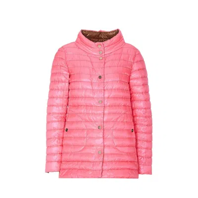 Herno Neutrals Shiny Quilted Three-quarter Down Jacket In Brown