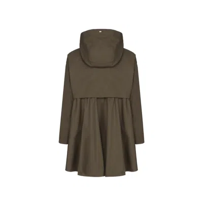 Herno Ruffled Flared Coat In Brown