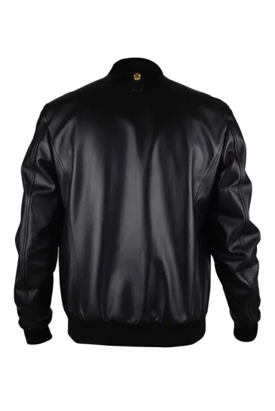 Billionaire Logo-patch Leather Jacket In Black