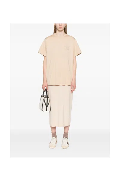 Max Mara Tshirt Short Sleeves Brown In Neutral