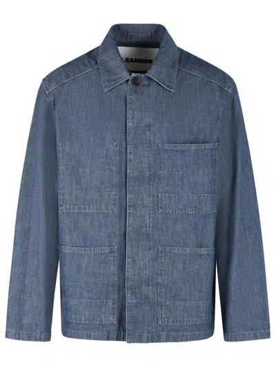 Jil Sander Structured Minimalist Jacket With Classic Collar In Blue