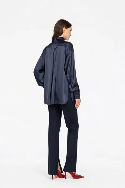 Les Filles D'eva Navy Silk Blouse In Blue