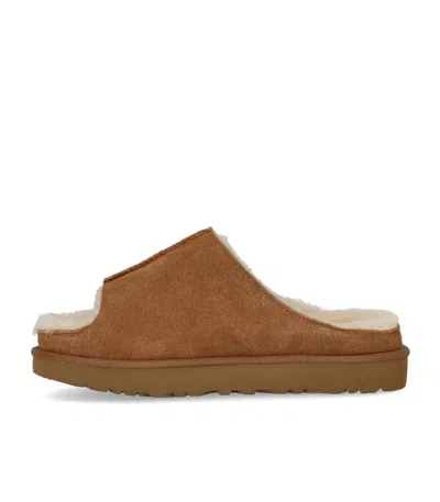 Ugg Suede Slippers With Embossed-logo In Brown