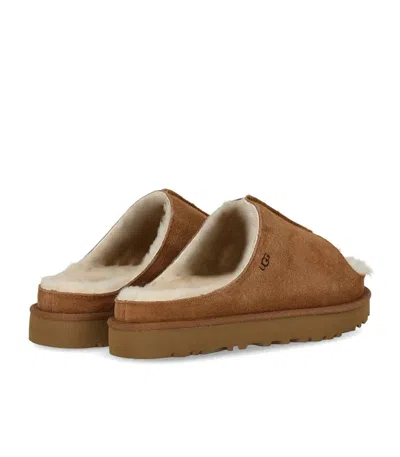 Ugg Suede Slippers With Embossed-logo In Brown