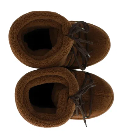Moon Boot Faux Shearling Lace-up Winter Boots In Brown