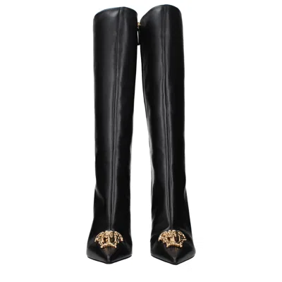 Versace Leather High Heel Heel Boot In Animal Print