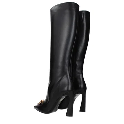 Versace Leather High Heel Heel Boot In Animal Print