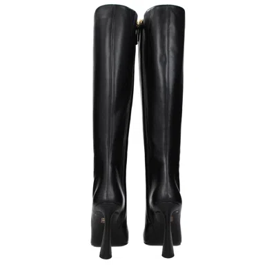 Versace Leather High Heel Heel Boot In Animal Print