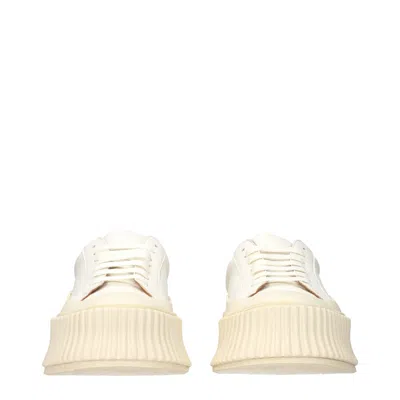 Jil Sander Leather Platform Sneaker In White