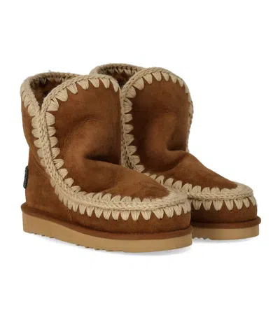 Mou Eskimo Glitter Logo Cognac Boot In Brown
