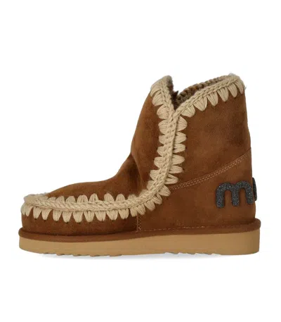 Mou Eskimo Glitter Logo Cognac Boot In Brown
