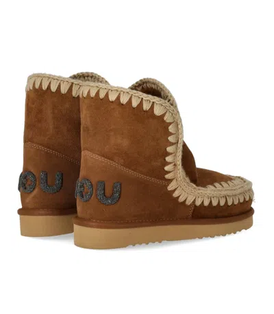 Mou Eskimo Glitter Logo Cognac Boot In Brown