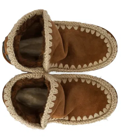 Mou Eskimo Glitter Logo Cognac Boot In Brown