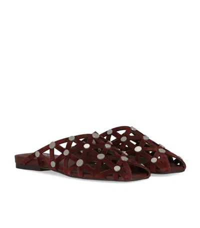 Ash Bone Burgundy Flat Mule In Burgundy