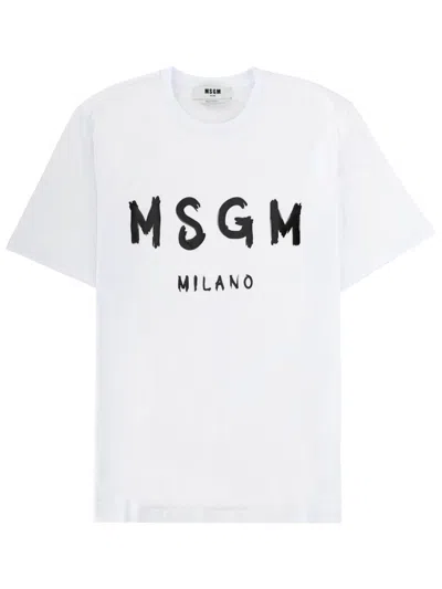 Msgm Logo-detail T-shirt In White