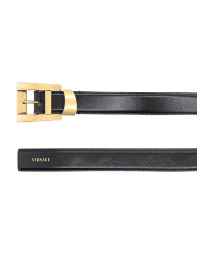 Versace Greca Printed Leather Belt 3 Cm In Multi