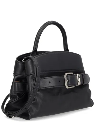 Marc Jacobs The Satchel Dakota Small Black Handbag With Logo Embossed On The Back And Belt Closure In Leather Wo In Black
