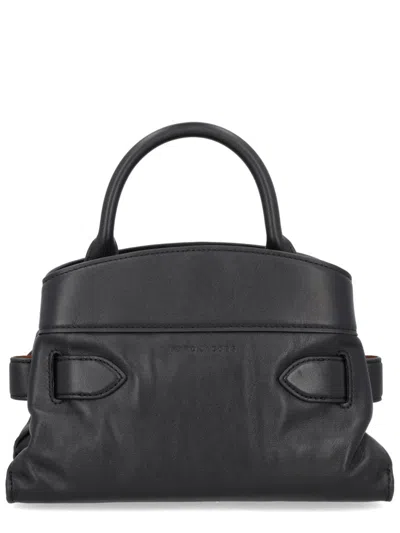 Marc Jacobs The Satchel Dakota Small Black Handbag With Logo Embossed On The Back And Belt Closure In Leather Wo In Black