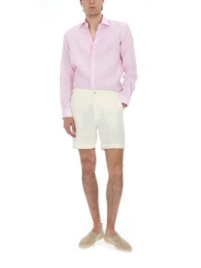 120% Lino Camicia In Lino In Pink