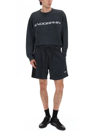 Msgm Grey Cotton Shorts In Blue