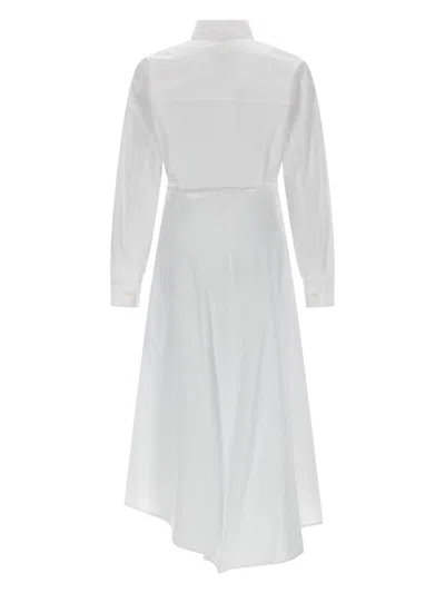 Msgm Asymmetrical Shirt Bodice Layered Wrap Dress In White