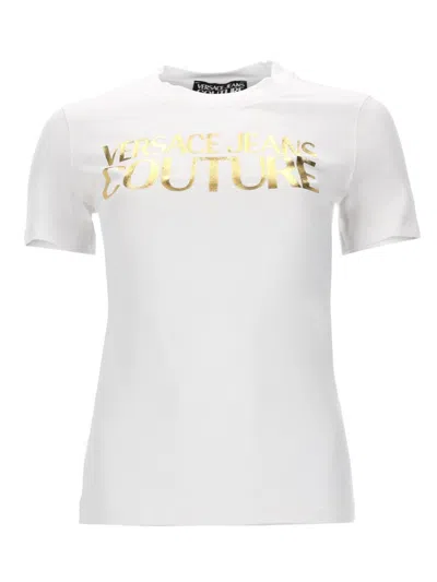 Versace Jeans Couture Short Sleeve Crew Neck Cotton T-shirt In White
