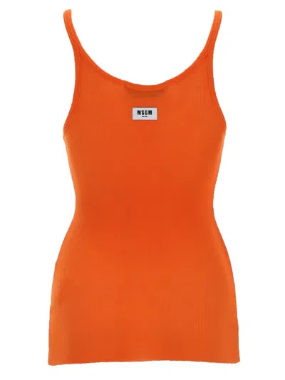 Msgm Tank Top In Viscosa In Orange