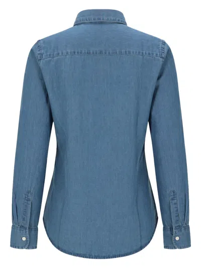 Aspesi Denim Slim Solid Shirt In Blue