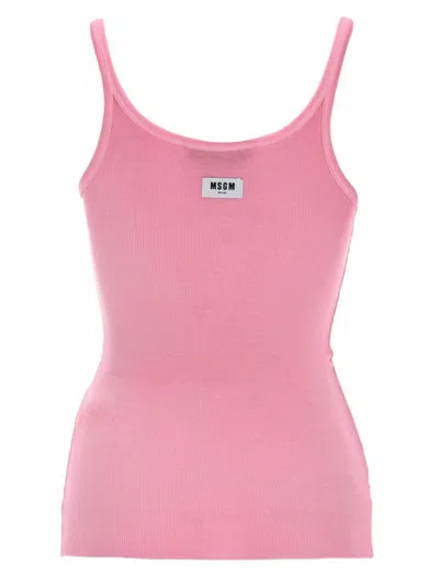 Msgm Tank Top In Viscosa In Pink