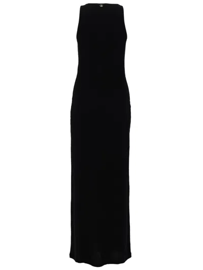 Rabanne Embellished Ribbed Stretch-cotton Midi Dress In Black